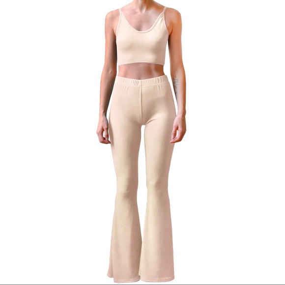 Ribbed loungewear set - sand beige - Picture 1 of 6